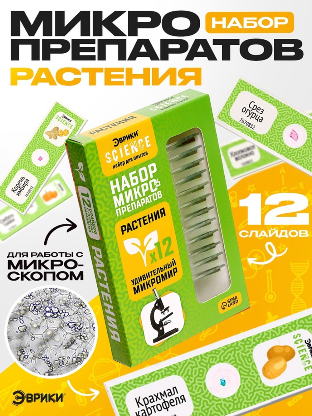 ЭВРИКИ Набор для опытов "Набор микропрепаратов", растения   7670832