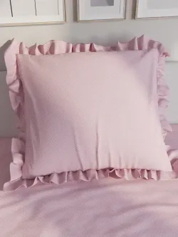 Декоративная наволочка с рюшами, оборками "Соцветие" 70х70 см, 1 шт, без молнии