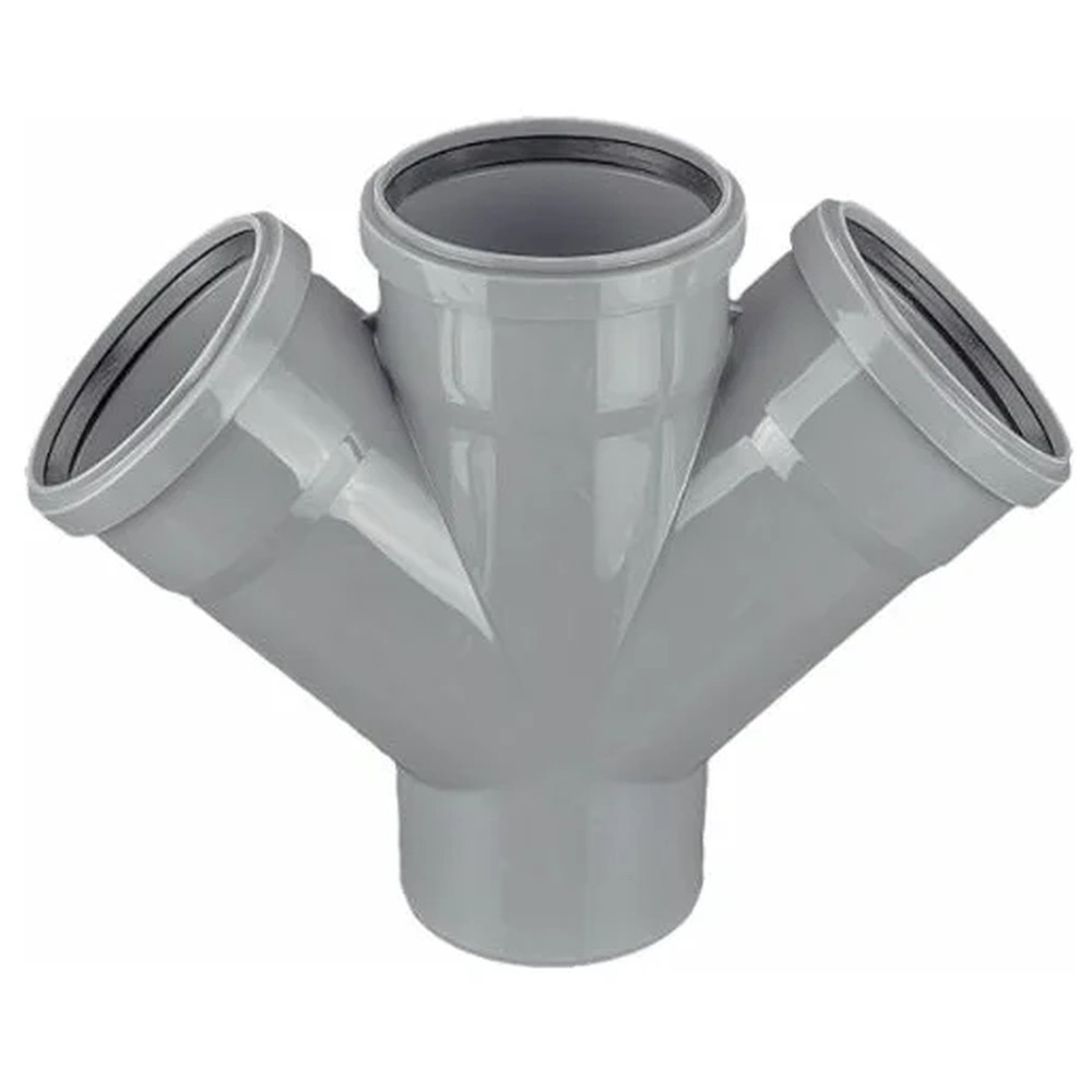 Крестовина однопл. канализ. ПП 110*110*110*67гр. мм с растр. серая Синикон стандарт (Valsir)