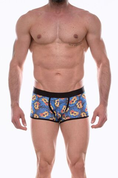 Синие трусы-боксеры с крупным принтом (Размер: S) (Цвет: синий)