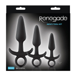 Набор черных анальных пробок с держателем Renegade Men's Tool Kit Black (черный) (Цвет: черный)
