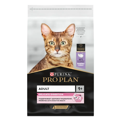 Сухой корм Pro Plan Delicate для кошек, при чувствительном пищеварении с индейкой