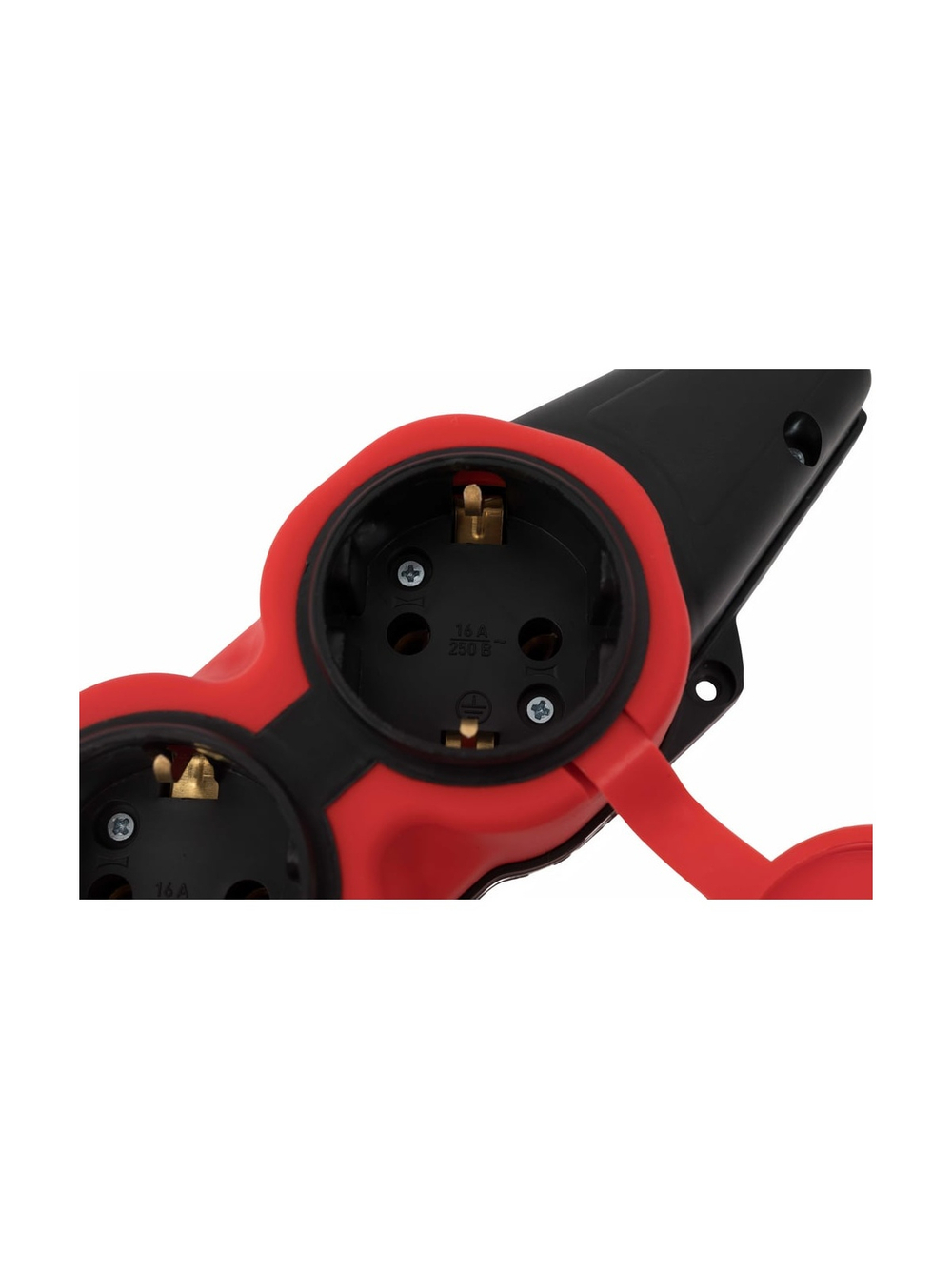 Каучуковая колодка 3 гнезда 16А IP44 с/з красная Gigant RBG-4