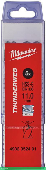Сверло по металлу Milwaukee Thunderweb HSS-G 11x142мм 5шт (4932352401)
