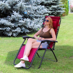 Шезлонг пляжный складной, металл, 165х65х110 см, 100 кг, 2 положения спинки, бордовый, двухслойный, Green Days