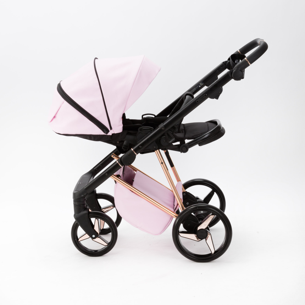 Детская универсальная коляска Adamex Quantum SuperStar Q-STAR136 (2в1) Розовый зефир экокожа, роз. золото