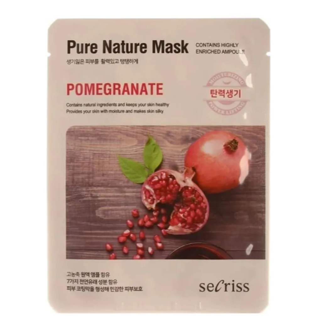 Маска для лица тканевая с экстрактом граната 25 мл Anskin Secriss Pure Nature Mask Pack-Pomegranate