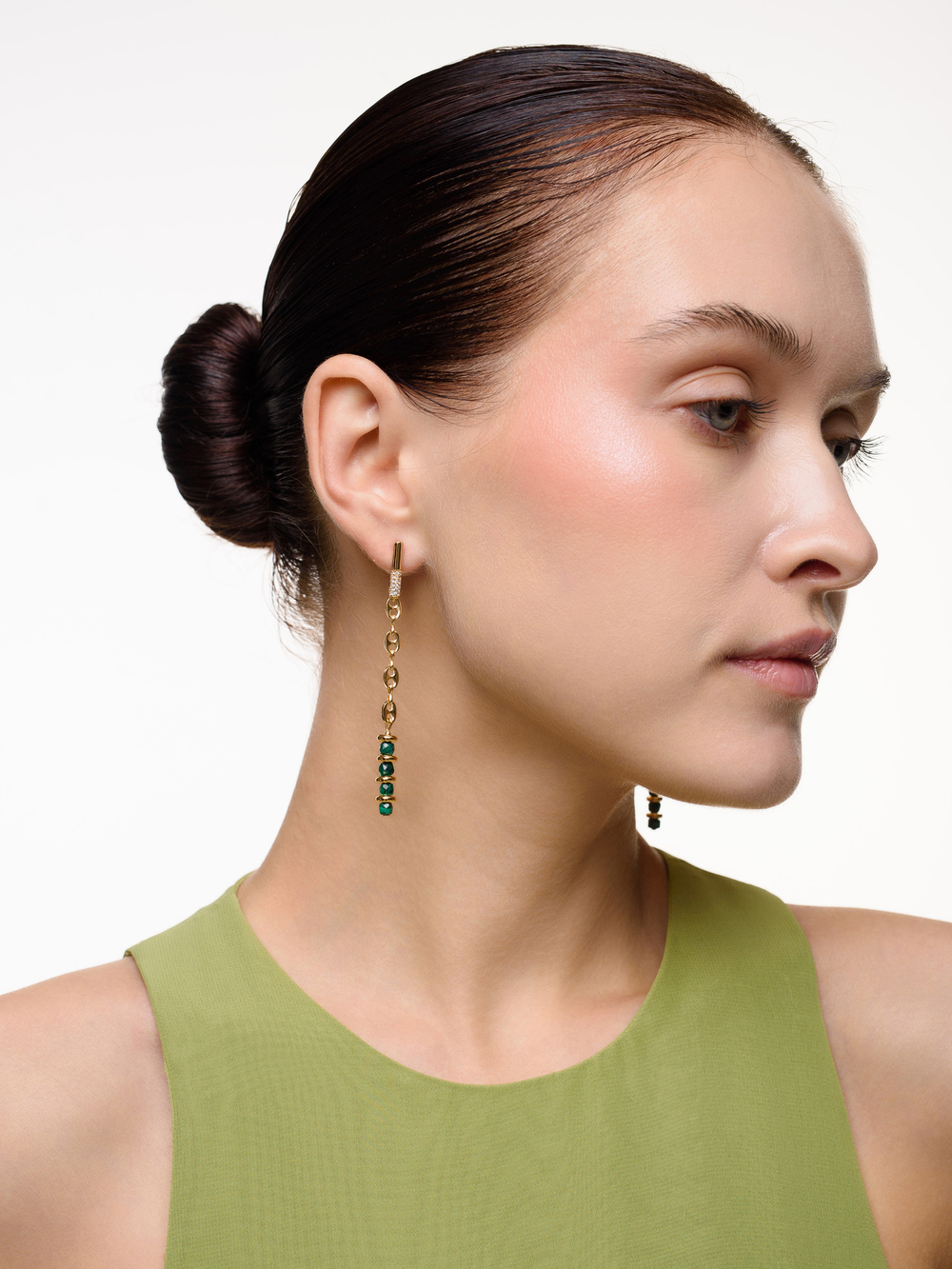 Серьги "Stic gess" с малахитом Gold