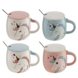 GAEM Кружка с крышкой и ложкой, 430 мл, L8,5 W8,5 H9 см, 4в.