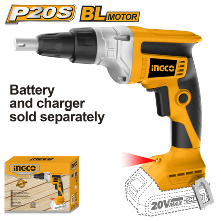 Аккумуляторный шуруповерт для гипсокартона INGCO CDSLI2042006 INDUSTRIAL 20 В 30 Нм