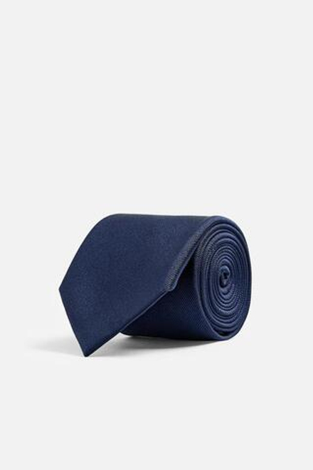 ZARA БАЗОВЫЙ ГАЛСТУК ИЗ 100% ШЕЛКА, СИНИЙ