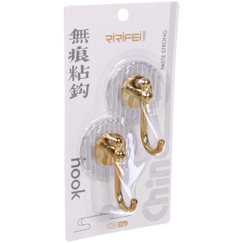 Крючки в наборе 2шт на липком слое «ДОМания», полосы, прозрачные / золото, нагрузка 3кг