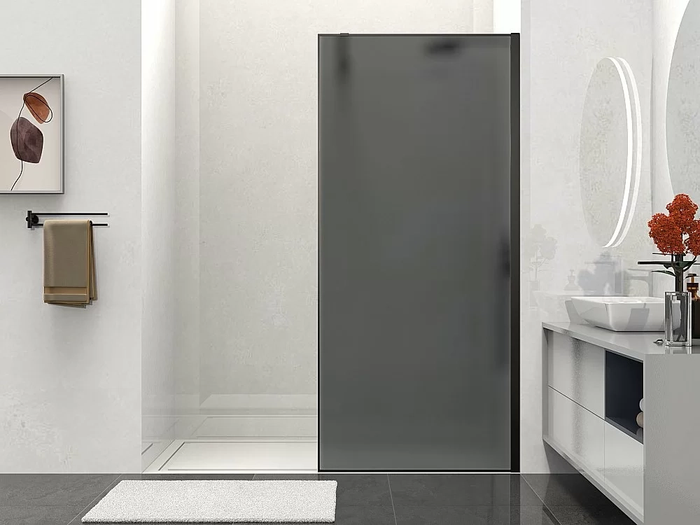 Душевая перегородка Vincea Walk-In VSW-1HS100GFB 100 профиль черный матовый/стекло матовое тонированное