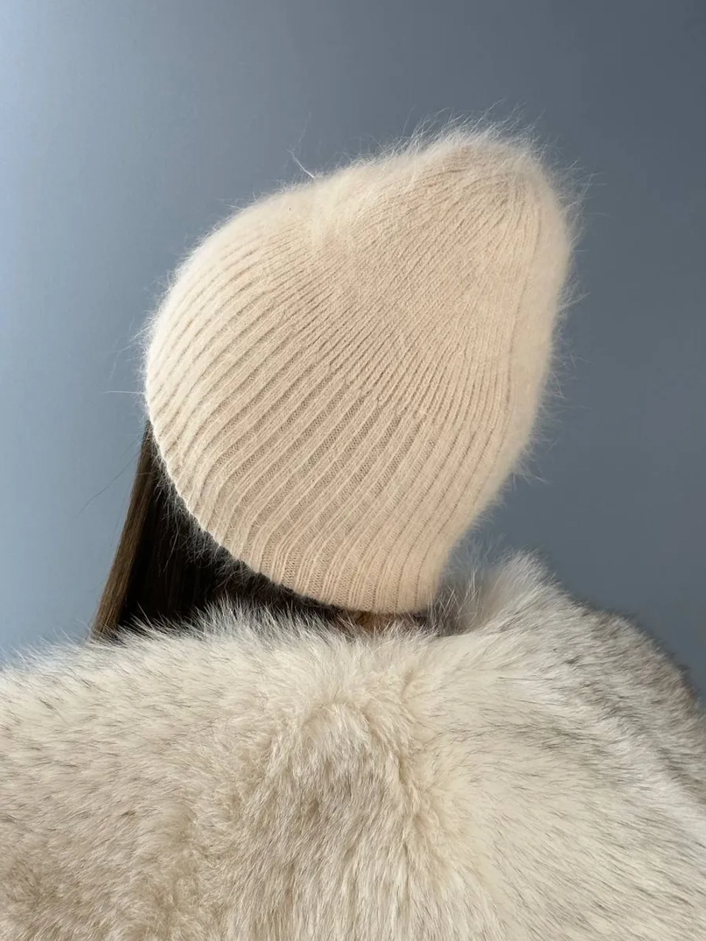 шапка ангора зимняя пушистая вязаная модная