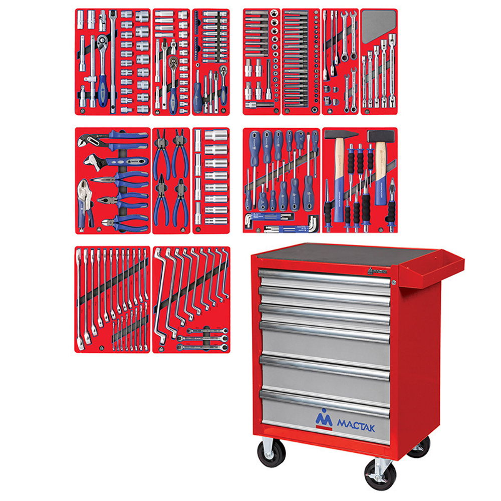 Набор инструментов &quot;ЛИДЕР&quot; в красной тележке, 270 предметов МАСТАК 52-06270R