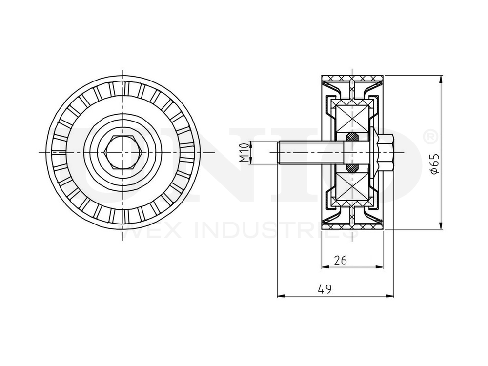 Ролик направляющий приводного ремня UNIO TNS-10241