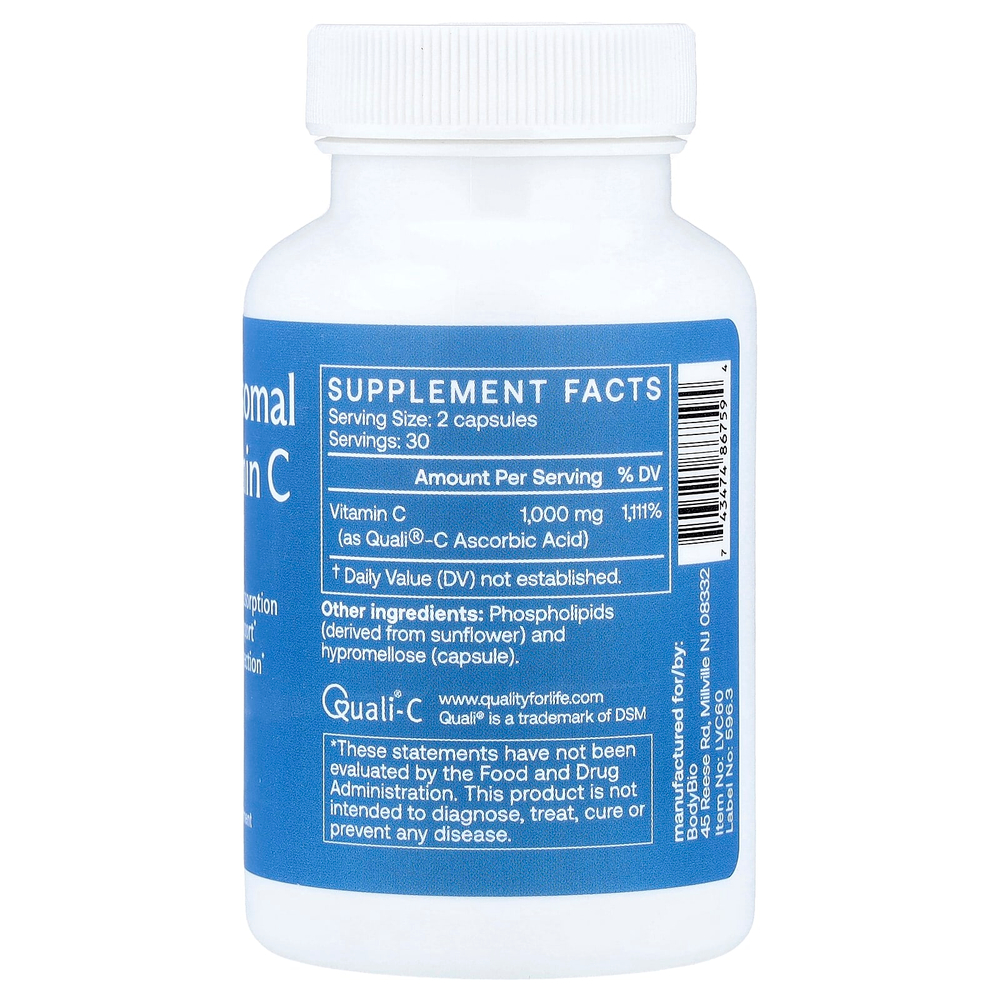 BodyBio, Липосомальный витамин C, 60 капсул