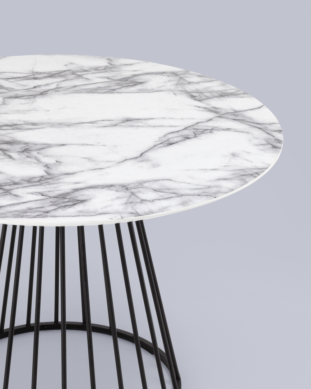 Стол обеденный Ливерпуль 110*110 белый мрамор черная ножка