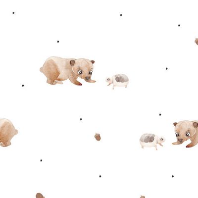 Мишка и черепашка на белом