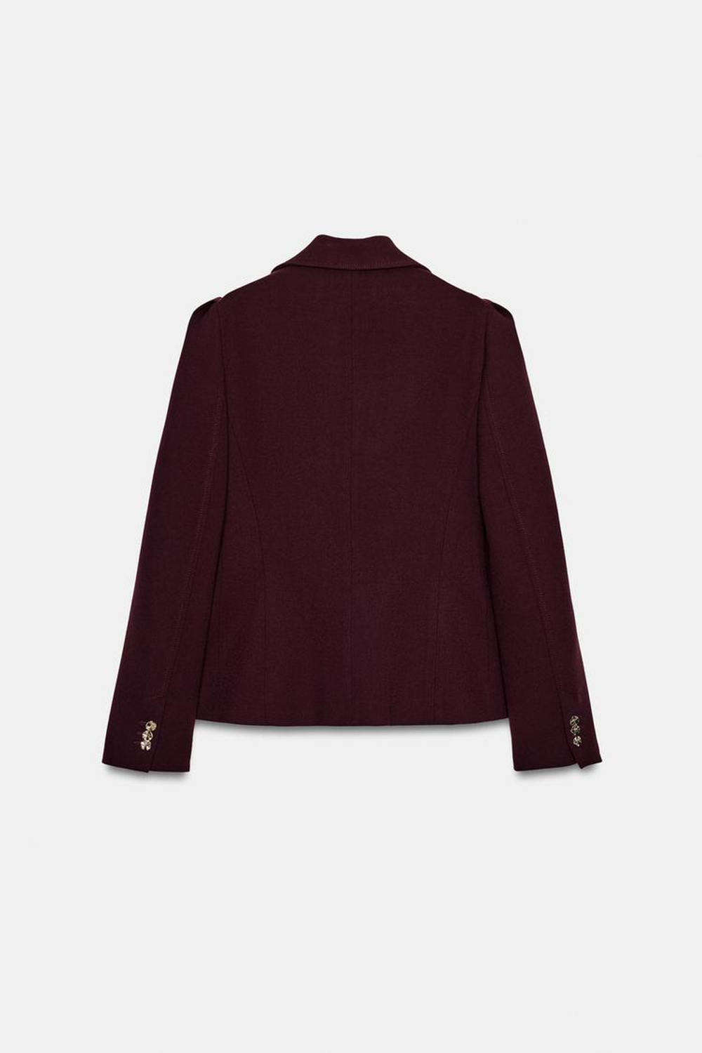 ZARA ПРИТАЛЕННЫЙ БЛЕЙЗЕР С ВЫРАЖЕННЫМИ ПЛЕЧАМИ, БУРГУНДИ