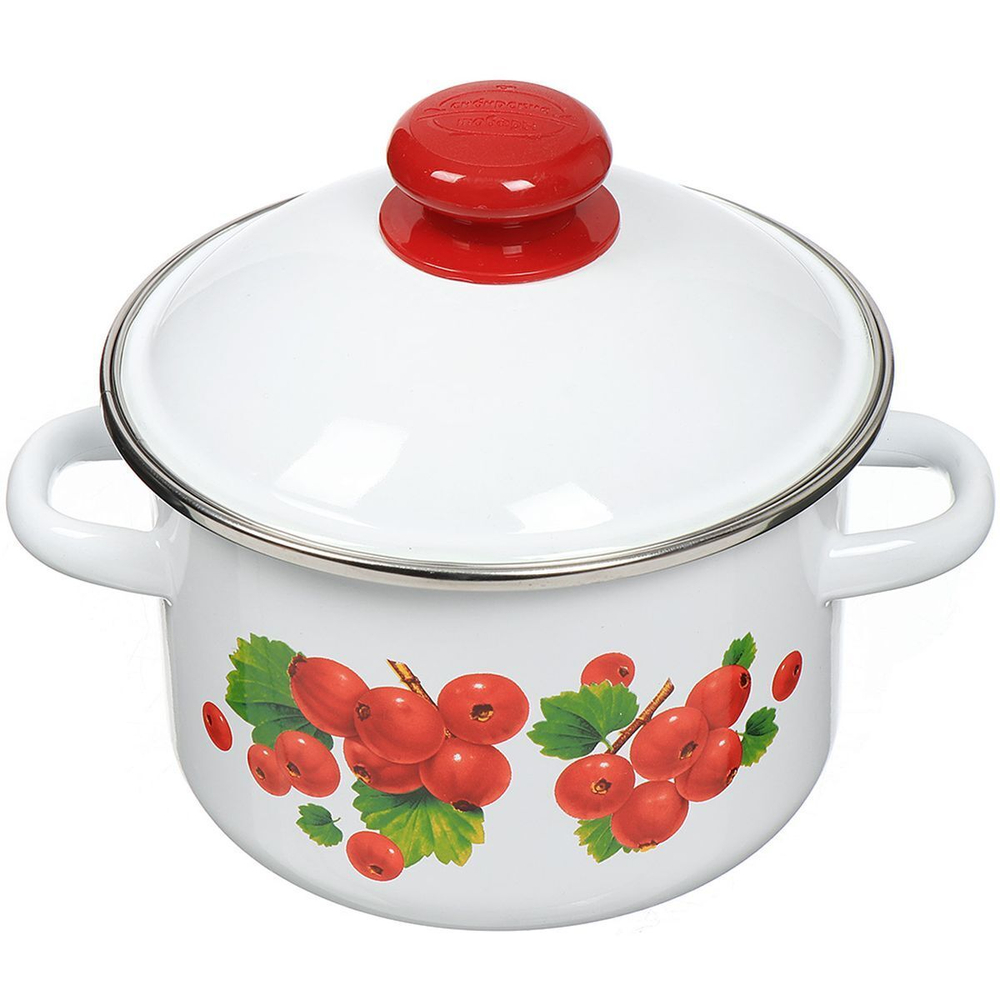 Кастрюля сталь, эмал, 2 л, с крыш, Сиб товары, Калина красная, 1MD161M, индукц