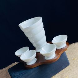 Lenardi 235-099 Блюдо для подачи картофеля фри с соусниками 5пр. на подставке TROPICAL в под.уп.(х8)Фарфор