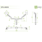 ErgoFount DFS-202DG Настольное крепление для 2 мониторов диагональю до 24'' с шарнирными двухколенными вылетами, газово-пружинными амортизаторами и струбциной к столу типа "G". Цвет - серебристый