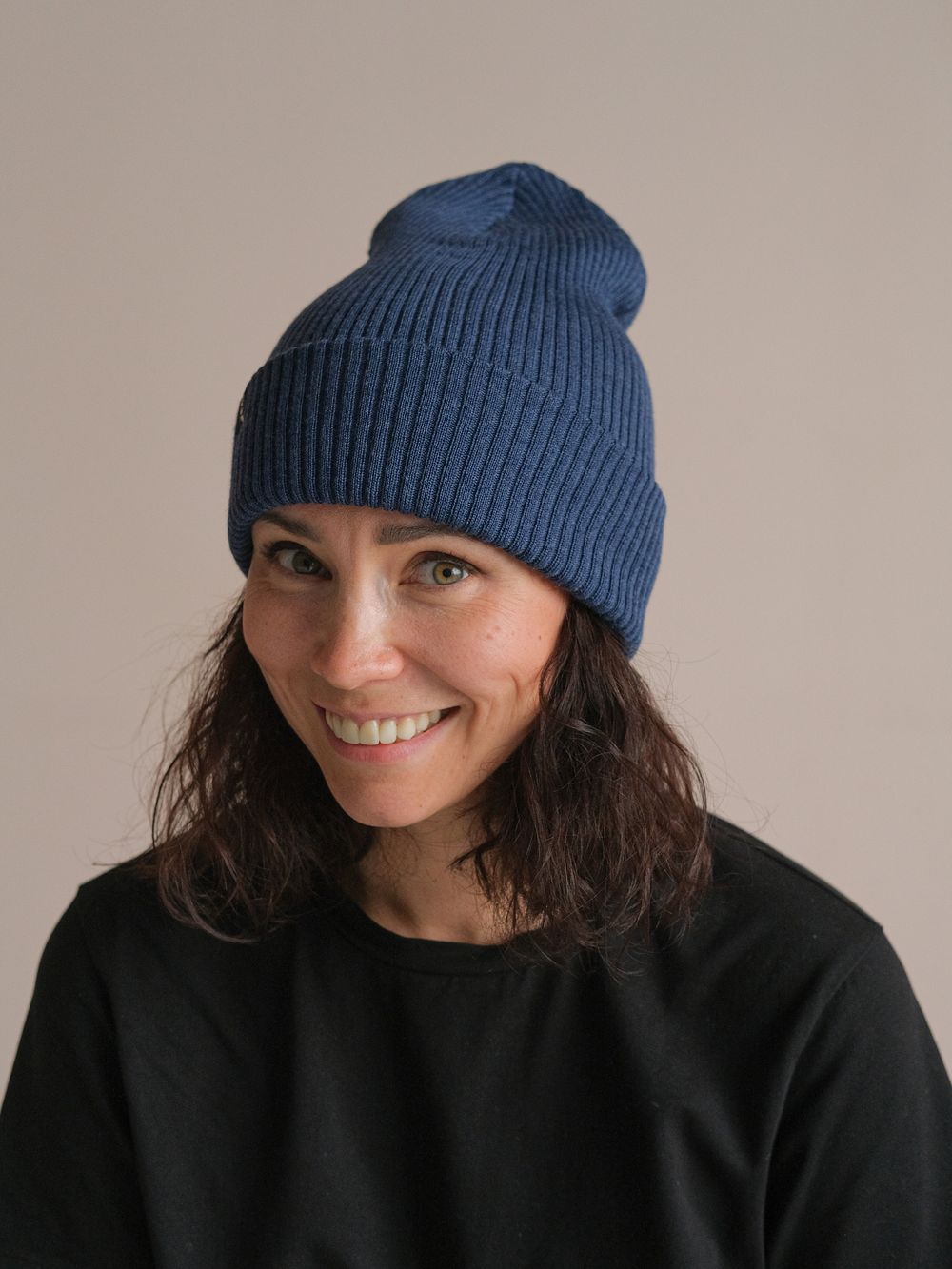 Шапка вязаная зимняя МУЛА (Синий мел)