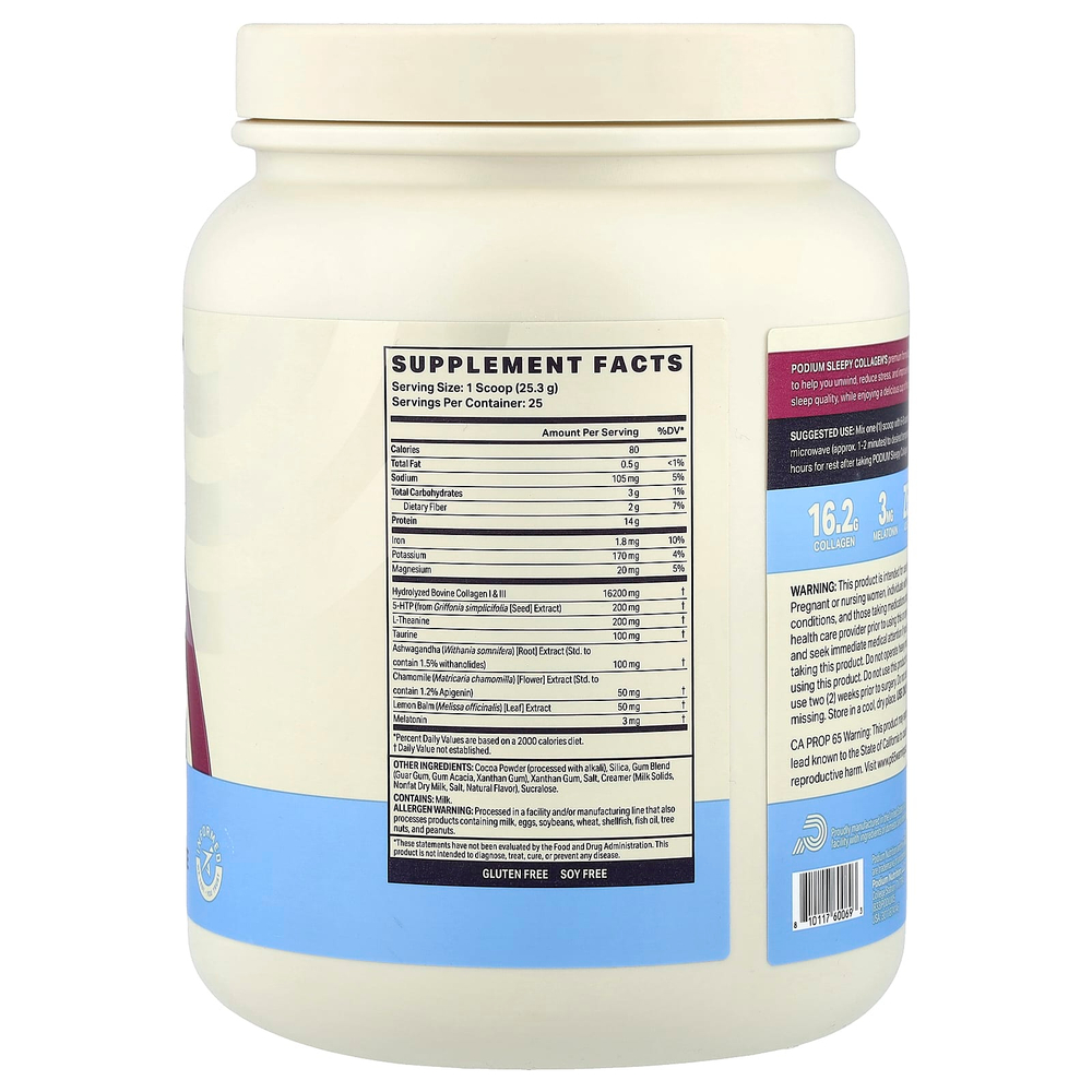 Podium Nutrition, коллаген для сна, со вкусом горячего шоколада, 633 г (1,39 фунта)