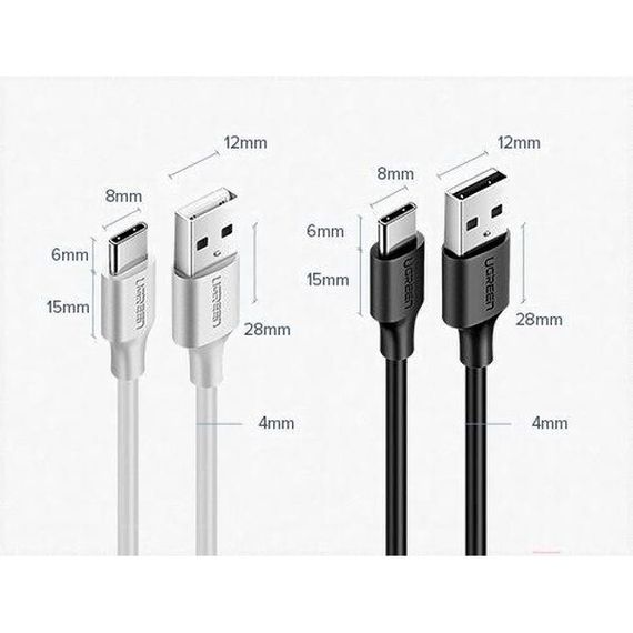 Кабель Ugreen US287 USB-A 2.0 - USB-C Cable Nickel Plating 1.5 м (60122) White