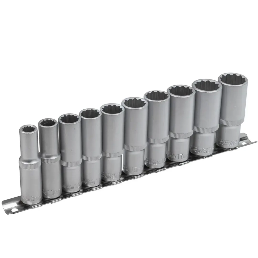 Набор головок глубоких 10пр. 3/8''(12гр.)(8,10,12-19мм.) на планке Forsage F-3102-9