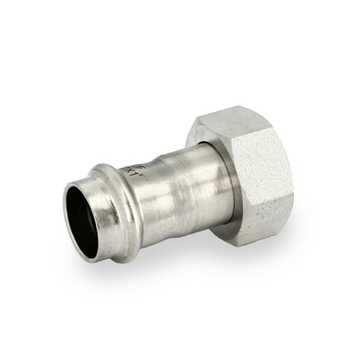 Муфта пресс-В 22 х 1" с накидной гайкой, плоской прокладкой, нержавеющая сталь