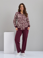 Костюм с брюками КБ-184/бордо-треугольникиабстракция