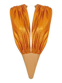 Боди с глубоким вырезом из парчи