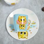 Набор керамической посуды 3 предмета: кружка 8*7см, тарелка плоская 18см, тарелка суповая 11*5.5см.