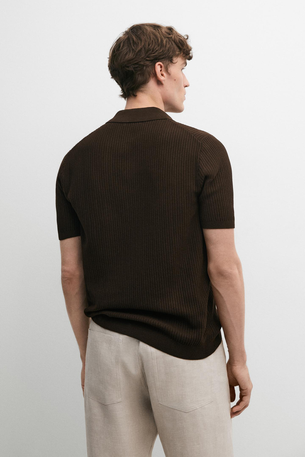 Massimo Dutti Поло из 100% хлопка, шоколадный