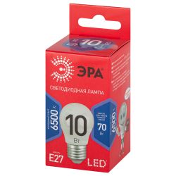 Лампа светодиодная ЭРА RED LINE LED P45-10W-865-E27 R 10Вт шар холодный дневной свет E27 | Лампы cветодиодные Шар (G/P)