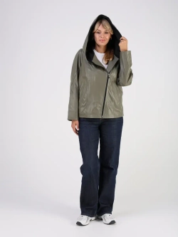 Кожаная куртка демисезонная с капюшоном