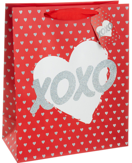 Подарочный пакет «Сердце ХОХО» с блестками, 32х26х12,5 см