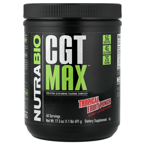 NutraBio, CGT MAX™, пунш из тропических фруктов, 491 г (1,1 фунта)