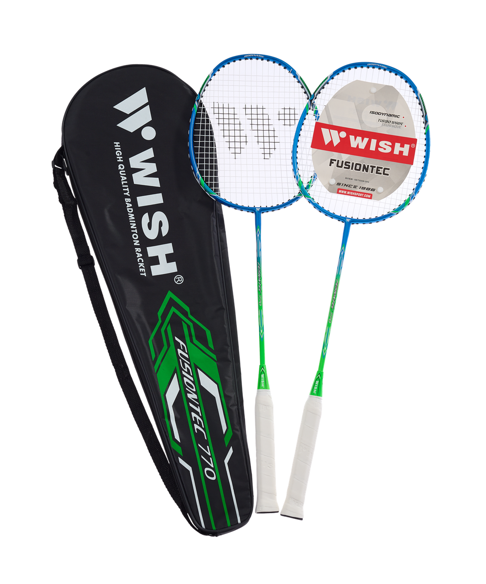 Набор для бадминтона WISH Fusiontec 770K, 2 ракетки, синий/зеленый