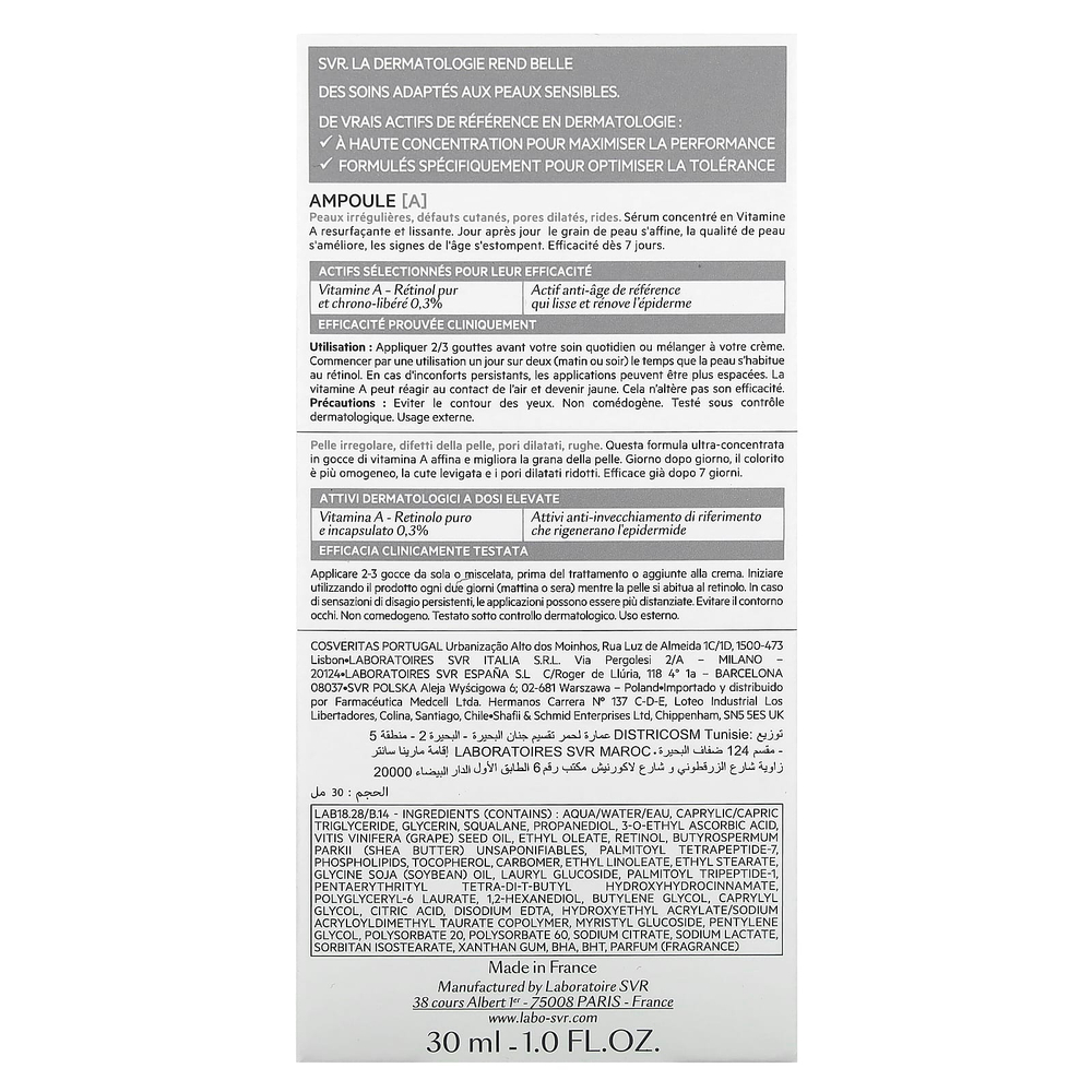 SVR, [A], аминокислота для лифтинга, 30 мл (1 жидк. унция)