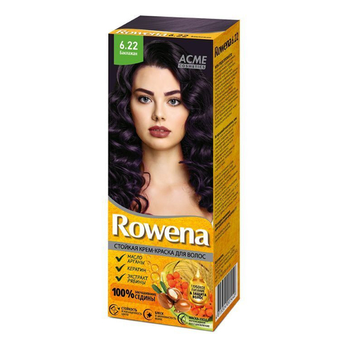 Acme-Color «ROWENA» Стойкая Крем-Краска для волос, тон 6.22 закрашивание седины 100% (Баклажан) 115 мл