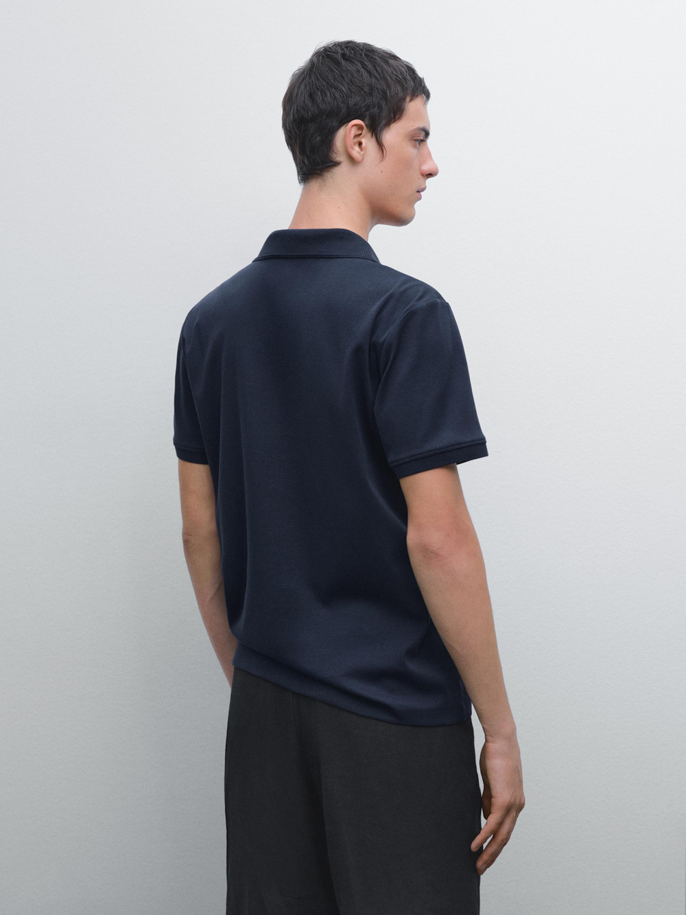 Massimo Dutti Поло с короткими рукавами и воротником, темно-синий