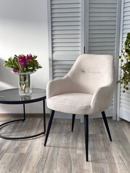 Стул М-City DISAUR Стамен (Stamen) ткань Davis Retro Bliss 02 Светло-Бежевый, Черный каркас