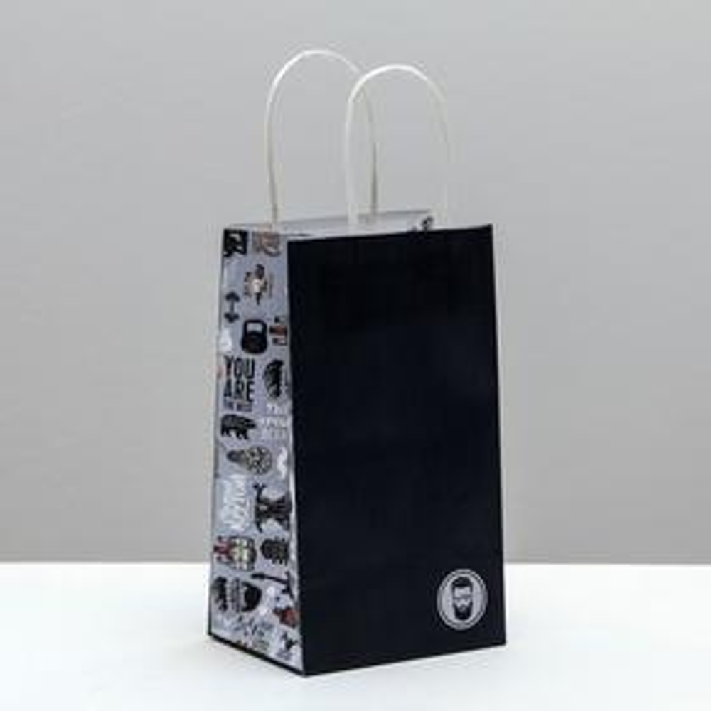 Пакет подарочный крафтовый «Крутой», 12 × 21 × 9 см