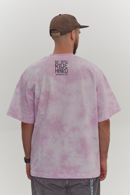 Футболка оверсайз тайдай розовая