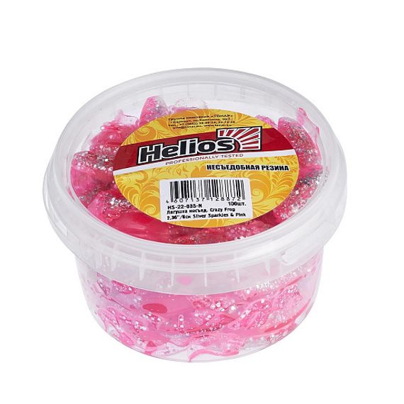 Лягушка несъедоб. Helios Crazy Frog 2,36&quot;/6,0 см Silver Sparkles &amp; Pink 100шт. (HS-22-035-N)