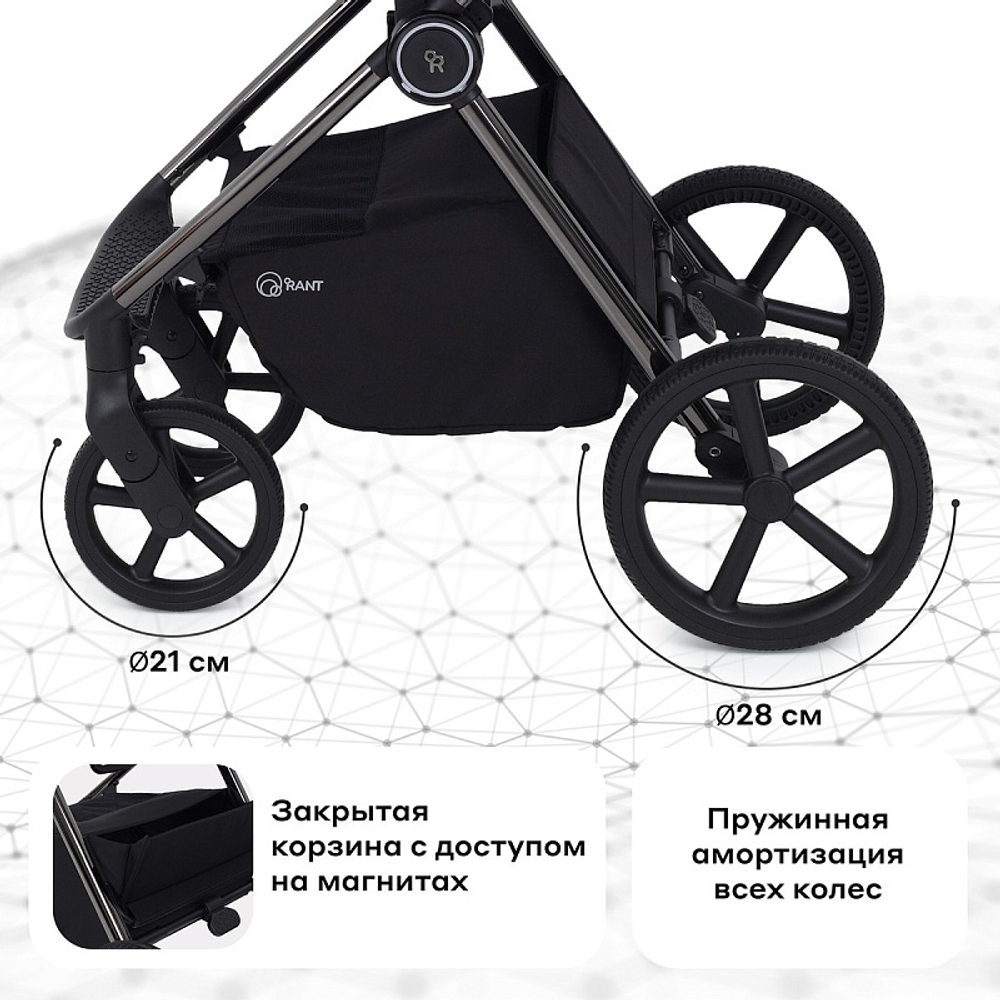 Детская коляска Rant Teo Black Chrome 2 в 1 Graphite