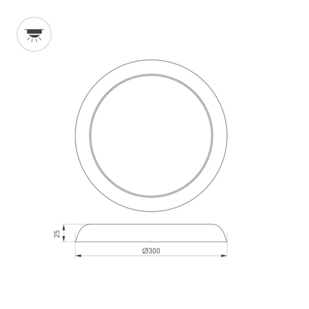 Светильник CL-FIOKK-R300-25W Day4000-MIX (WH, 120 deg, 230V) (Arlight, IP44 Пластик, 3 года) 034467